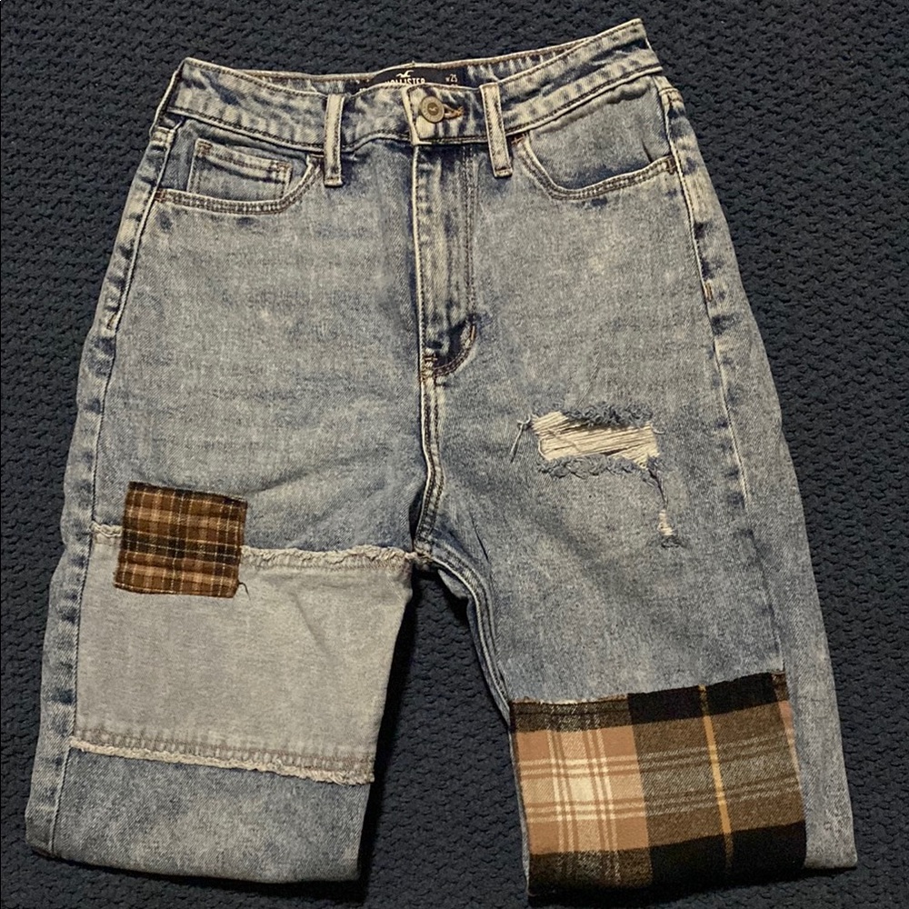 Women’s Distressed Patchwork Jeans - Blue